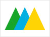 민방위마크. 녹색,파란색,노란색의 삼각형이 반씩 겹쳐져 있는 이미지